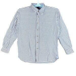 Tommy Hilfiger Men's Long Sleeve Buttons Plaid Blue Shirt Size XXL 80's Two Ply